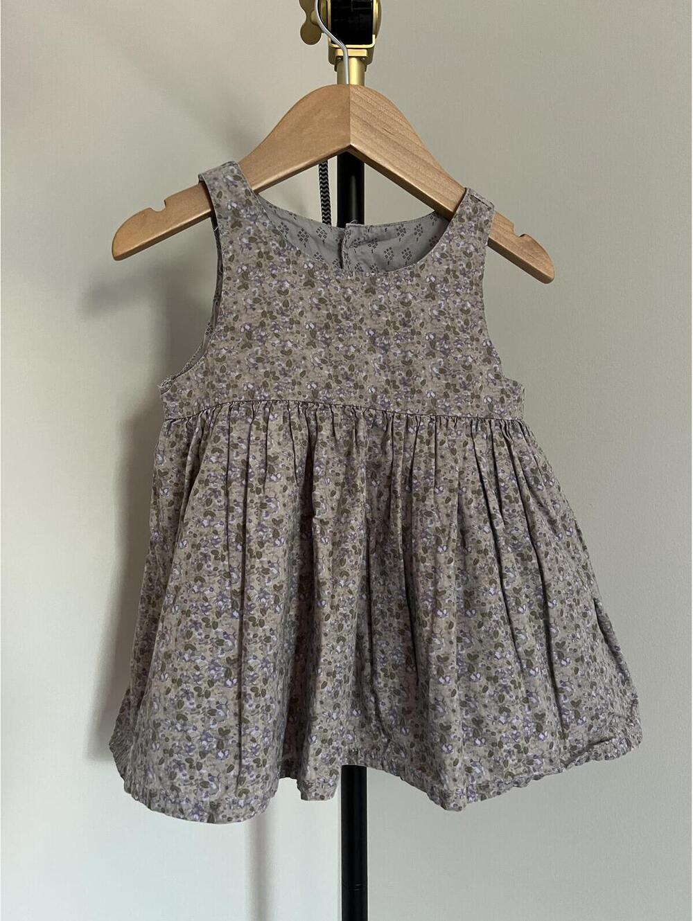 Wheat Danish Design Girls Purple/Earth Tone Floral Dress - 18M - 100% Cotton
